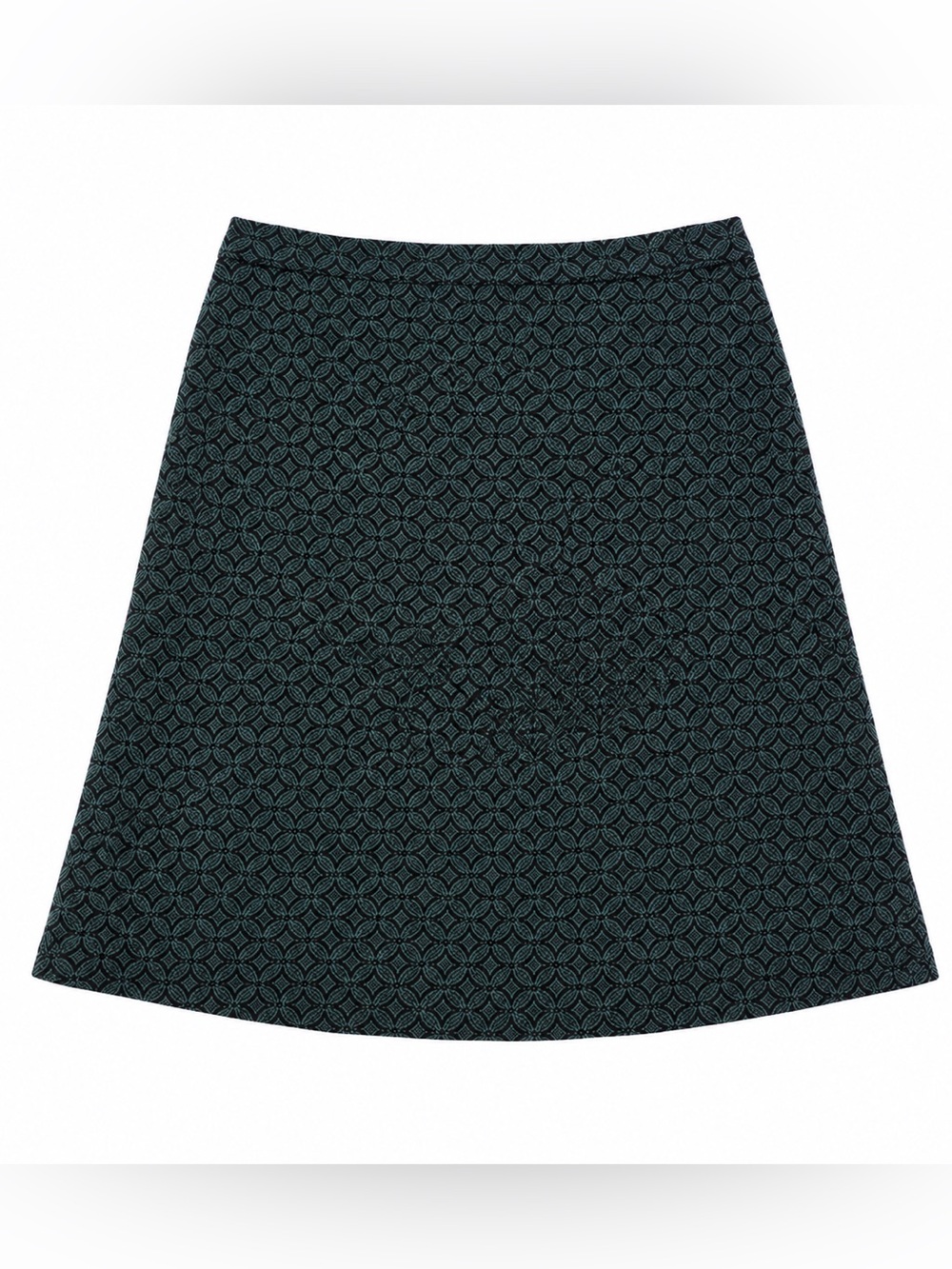Margaret M Teal and Black Geometric Midi Skirt